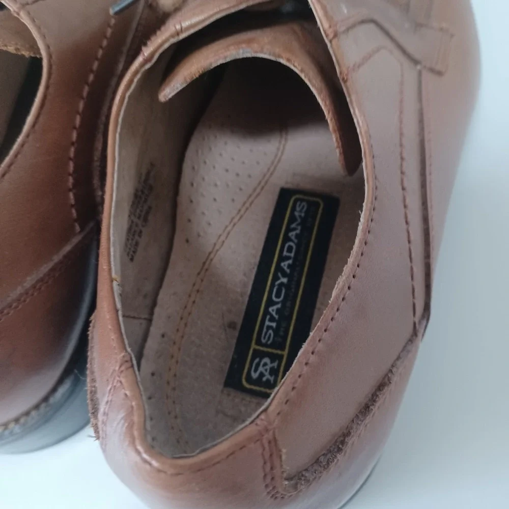 Stacy Adams Size‎ 9M Brown Leather Oxford Dress Shoes Square Toe Lace-up